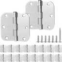 18 Pack Satin Nickel Door Hinges 3.5 inch Brushed Nickel Hinges Rounded 5/8" Radius Corners Bedroom Residential Standard Indoor Door Hardware Hinge