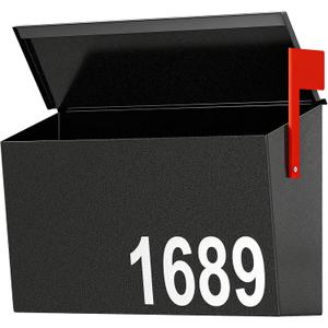 Uniclife Mailboxes for Outside, Wall Mount Mailbox with Flag and Mailbox Number Stickers, Large Metal Mail Box for House, Modern Post Box for Outdoor Office Home, (No Locking Mechanism)