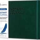 JUBTIC Notary Journal Log Book - Notary Public Journal of Notarial Acts - Notary Supplies with Privacy Guard Horizontal, 378 Record Entries, 128 Numbered Pages, Hardcover, 10x7 (Dark Green)
