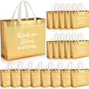 Abbylike 24 Pcs Thank You Gift Bags Bulk Employee Appreciation Gifts Bags with Handles Reusable for Valentines Day Coworker Staff, 12.2 x 11 x 4.7 Inches(Gold)