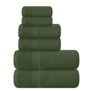 MALLONI HOME Ultra Soft 6 Pack Cotton Towel Set, Contains 2 Bath Towels 28x55 inch, 2 Hand Towels 16x24 inch & 2 Wash Coths 12x12 inch, Ideal Everyday use, Compact & Lightweight - Olive Green