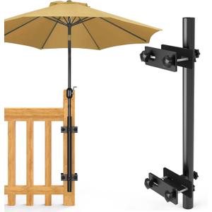 Linone Patio Umbrella Holder for Deck Railing, Heavy-Duty Umbrella Holder Deck Mount, Attachable to Railing Mounting Brackets, Maximizes Deck Space