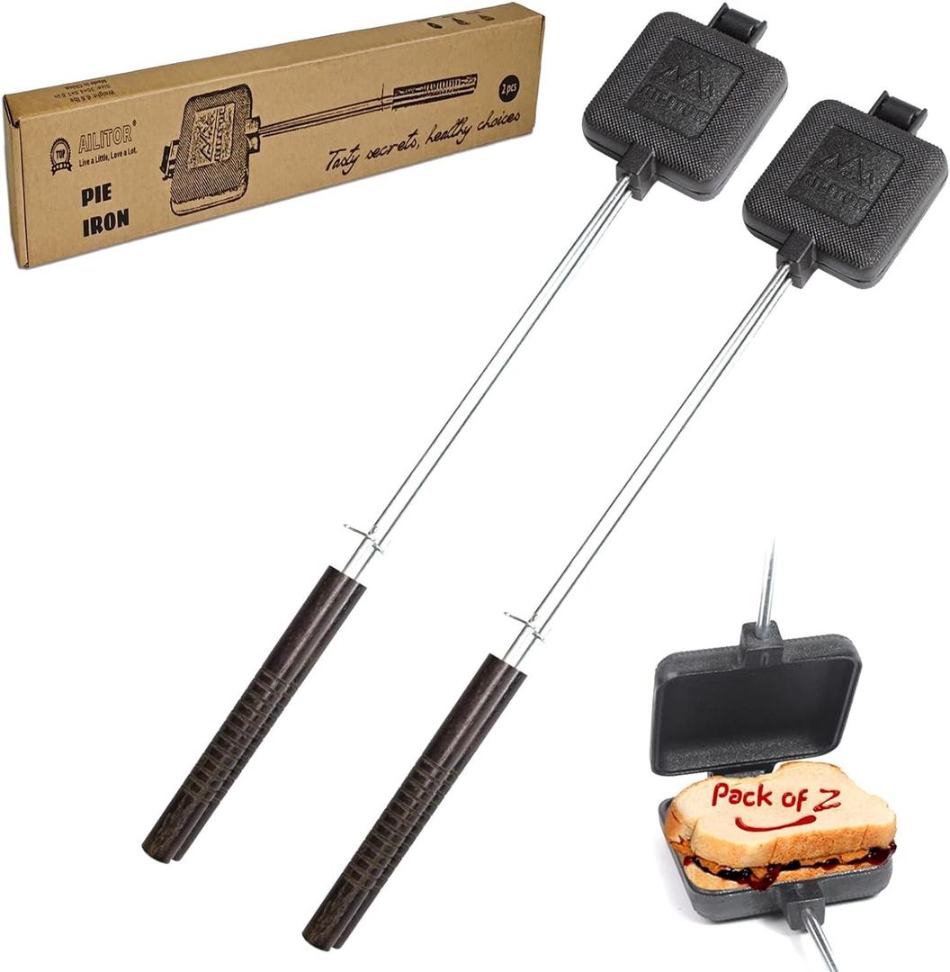 AILITOR Cast Iron Camp Pie Cooker, Campfire Sandwich Maker (Pack of 2)