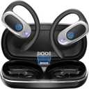 Open Ear Wireless Headphones Air Conduction Earbuds with Mic 42H Playtime Clear Calls LED Digital Display Over Earphones Lightweight Waterproof Secure Earhooks for PC Sports Running Game Business Work