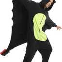 Laahoem Animal Black Dragon Pajamas Zipper Unisex Adult Hooded Men Women Jumpsuit Costume Cosplay Sleepwear (Medium)