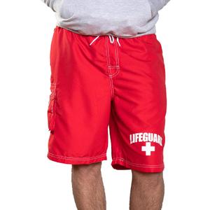 LIFEGUARD Officially Licensed Red Men's Board Shorts Swim Trunks with Side Pocket, Men and Boys, Great for Beach & Pool (Red, XL)