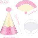 24PCS Ice Cream Party Hats for Happy Birthday Party Supplies Colorful Paper Ice Cream Themed Cone Birthday Hats Decorations for Kids and Adults Baby Shower Bridal Shower Favor