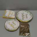 Lopeastar Neutral Sage Green Birthday Decorations Plates Set for 25 Guests, Glitter Foil Gold Print Happy Birthday Plates Napkins Forks Party Decorations