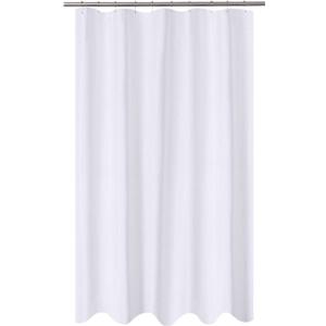 N&Y HOME Fabric Shower Curtain Liner Extra Long Stall Size 54 Width by 80 Length inches, Hotel Quality, Washable, White Bathroom Curtains with Grommets, 54x80 (54"W x 80"L (Pack of 1), White)