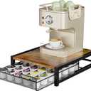 KLM Coffee Pod Holder for Keuring K-Cup,Rustic Brown Counter Storage Organizer with Sliding Drawer,Holds 35 Pods,No Assembly Required.