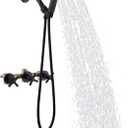 3 Handles Shower Tub Kit,Tub and Shower Faucet Set with 8-Setting Handheld Shower Head and Tub Spout,Matte Black