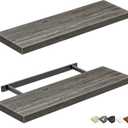 QEEIG Floating Shelves for Wall 23.6" Long - Wall Mounted Shelf Bathroom Kitchen Living Room Bedroom Farmhouse Home Decor Display Bookshelf Large 23.6 x 9.3 inch Set of 2, Grey (008-60GY)