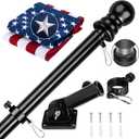 American Flag with Pole for House 3x5 ft US Flags Pole Kit - Embroidered Stars and Sewn Stripes - 6 Ft No Tangle Flagpole Aluminum and 180 Position Flag Pole Bracket-White