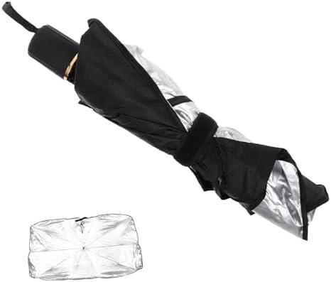 GLEAVI Windshield Sun Shade Umbrella Foldable Car Windshield Protector Sun Block for Automotive Interior Heat Insulation Compact Design for Easy Storage and Use