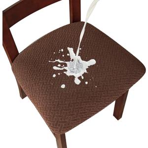 Genina Waterproof Seat Covers for Dining Room Chairs Covers Dining Chair seat Covers Kitchen Chair Covers slipcovers (Chocolate, 6 Pcs)