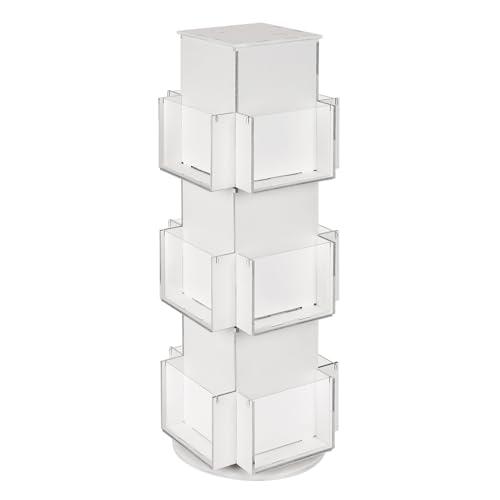 Natheeph Rotating Display Stand Greeting Card Display Wooden Display Rack with Two Card Sticker for Greeting Card Vendor Coffee Bag 3 Tier Tabletop Display Stand (White)