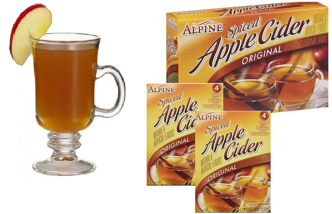 Spiced Hot Apple Cider Instant Mix Packets Alpine Original Apple Flavor 10 Beverage Pouches BBD:07-27-27