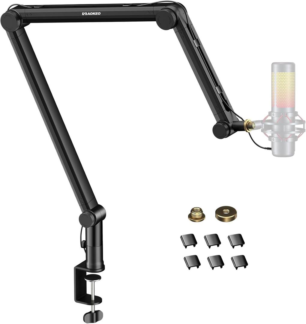 Microphone Arm,Aokeo AK-49 Adjustable Compact Mic Suspension Boom Scissor Arm Stand For Blue Yeti,Snowball iCE,HyperX QuadCast,Etc