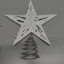 Gejoy 11'' Christmas Tree Topper Rustic Wooden Christmas 3D Five-Pointed Star Tree Topper Vintage Xmas Star Holiday Ornament for Party Office Holiday Indoor Outdoor Decoration