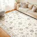 Machine Washable 9X12 Area Rugs for Living Room Rug, Bedroom Kitchen Rugs, Vintage Carpet Kitchen Rugs Non-Slip Stain Low Pile Resistant Floor Carpet Indoor Entryway Rug, Camel