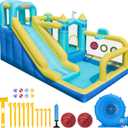 Bounce House, 8-in-1 Gameplay Mode Inflatable Bounce House for Kids, Sturdy and Durable Bouncy House with Blower, Family Backyard Bouncy Castle with Slide for Indoor Outdoor