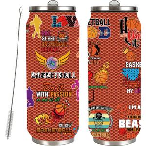 Basketball Tumbler Stainless Steel Tumbler Travel Mug Men Women Birthday Gifts With Straw Lid Coffee Mugs Car Cup - 17 OZ B3