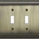 BESTTEN Aged Brass Metal Toggle Switch Cover, 4 Gang Zinc Alloy Antique Brass Light Switch Wall Plate, Corrosion Resistant