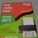 JOYEZA Premium Printable Vinyl Sticker Paper for Inkjet Printer - 25 Sheets Matte White Waterproof, Dries Quickly Vivid Colors, Holds Ink well- Tear Resistant - Inkjet & Laser Printer