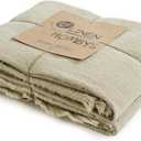 HOMBYS 88"x92" Linen Queen Size Blanket-Soft Linen Reversible Throw Lightweight Blanket in Natural Color Bed Blanket (Flax Color, 88"x92")