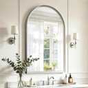 USHOWER Brushed Nickel Arched Bathroom Mirror for Over Sink, 24x36 Inch Silver Wall Mounted Mirror with Aluminum Alloy Frame, Suitable for Vanity, Bedroom, Living Room, Entryway Renovation