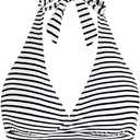 Women's Supportive Halter Bikini Padded Push Up Ruched Bust Hook Back Swimsuit Bathing Suit Tops Only, XXL