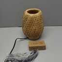 Rattan Table Lamp, Stepless Dimmable Small Beside Lamp, Vintage Wicker Wooden Nightstand Boho Bamboo Woven End Table Lamps for Bedroom Living Room Desk Kids Room, 2700K T45 LED Bulb Included