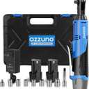 AZZUNO 3/8" Electric Ratchet Wrench Set 30 Ft-lbs Cordless Ratchet Wrench 300 RPM Power Ratchet Tool Kit with 2 x 2000mAh Lithium-Ion Battery, Fast Charger, 7 Sockets and 3" Extension Bar (Blue)