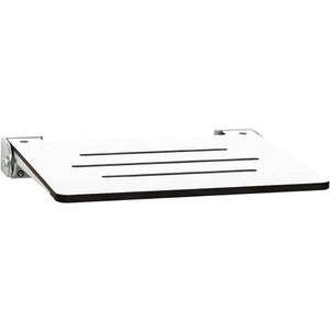 Seachrome 18 inch Silhouette Slimline Folding Wall Mount Shower Bench Seat, White Seat with Silver Frame