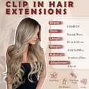 FESHFEN Clip in Hair Extensions for Women - 4 Pcs Thick Double Weft Long Wavy Soft Synthetic Blends Well Hair Extension, 20 inch Toffee Mixed