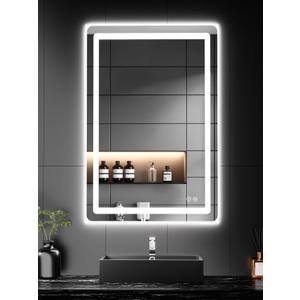 Led Mirror for Bathroom, 30x20 Bathroom Vanity Mirror for Wall with Light, IP54 Enhanced Anti-Fog, Dimmable 3 Colors, Memory Function, Backlit and Front Lit, Shatter-Proof Glass, Plug-in/Hardwired