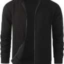 HOOD CREW Mens Lightweight Casual Jackets Varsity Bomber Jacket Coat with Zipper (Black, XXXL)