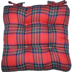 vctops Christmas Plaid Chair Pads with Ties Red and Green Scottish Tartan Dining Chair Cushions Soft Comfy Square Seat Pads (Red Green,16"x16")