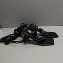 sexytag Women's Sexy Thigh High Studded Wrap Straps Heels Gladiator Lace-Up Stiletto High Heels Strappy Square Toe Thong Sandals for Clubwear Party Fashion Night Out Black Size 12