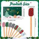 8 Pieces Christmas Silicone Spatula Santa Claus Pattern Set Xmas Cake Silicone Spatula with Wooden Handle for Kitchen Stirring Cooking Baking(Stripe Color)