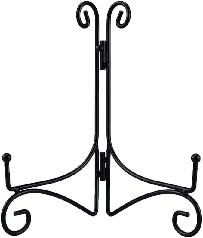 SVENJBB Black Iron Plate Stand, 6 Inch Plate Holder for Display, Small Metal Plate Display Stands for Cookbook, Picture Frame, Photo, Decorative Plates (6 Inch, 2 Pack)