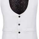 YFFUSHI Men's 3 Piece Suit Slim Fit Jacquard Tuxedo 1 Button Blazer (White, L)