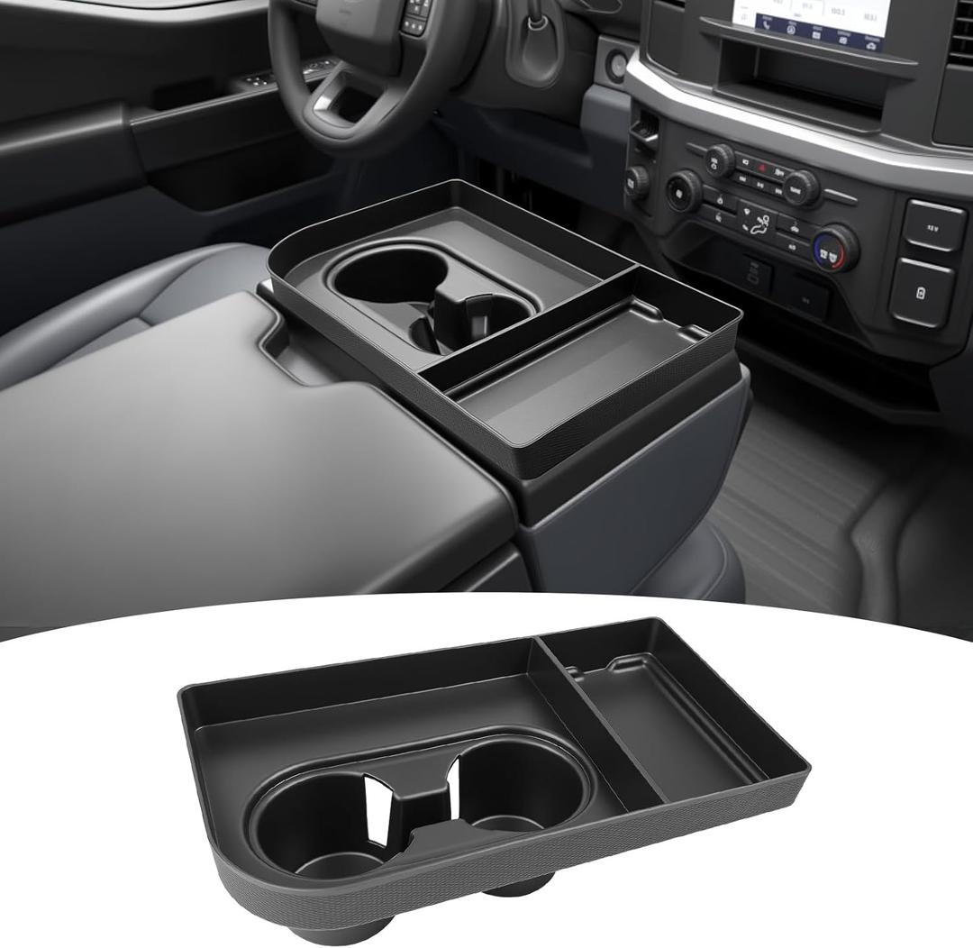 Jump Seat Cup Holder Organizer for 2021-2025 Ford F150 & 2023-2026 Ford F250 F350 F450 F550 F600 Super Duty Center Console Cup Holder Insert Cupholder Coaster Liner Accessories(Jump Seat Only)