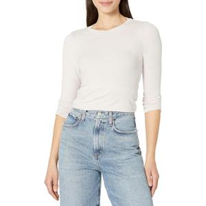 Velvet by Graham & Spencer Women's Zofina Long Sleeve Gauzy Whisper T Shirt (Large, Ribbon)
