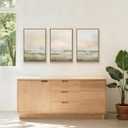 Abstract Beige Green Landscape Framed Canvas Wall Art Set, Watercolor Natural Tan Wall Decor, Minimalist Neutral Modern Scenery Artwork for Living Room, Bedroom,Farmhouse- 16"x24"x3