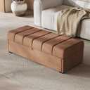 Ottoman with Storage, Storage Ottoman Bench with Safety Hinge,Large End of Bed Bench,Upholstered Entryway Bench with Seating for Bedroom, Living Room, Put 500 Books,Brown