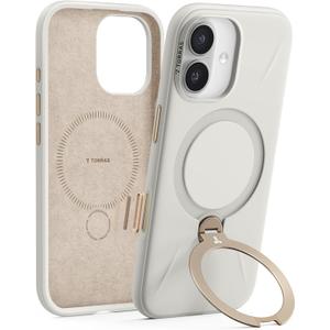 TORRAS Ostand Q3 Silicone for iPhone 17 Case, Fit for MagSafe, 360 Ring Holder Kickstand, Soft Liquid Silicone Cozy Grip, Camera Control, Shockproof Rugged Protective Case for iPhone 17, Ivory Gold