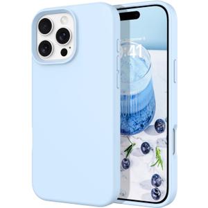 DOMAVER Case for iPhone 16 Pro Max 6.9'' Smooth Liquid Silicone Soft Gel Rubber Microfiber Lining Cushion Cover Shockproof Protective Phone Cases Compatible with iPhone 16 Pro Max - Light Blue