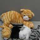 Skylety Nurturing Cat Stuffed Animal with 4 Plush Kittens, Cats Baby Stuffed for Girls Boys Plushy Mommy Kitty with Baby Kittens for Birthday Party Favors Gifts (Cute Style)