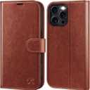 OCASE Compatible with iPhone 16 Pro Wallet Case, PU Leather Flip Folio Case with Card Holders RFID Blocking Kickstand [Shockproof TPU Inner Shell] Phone Cover 6.3 Inch 2024, Dark Brown